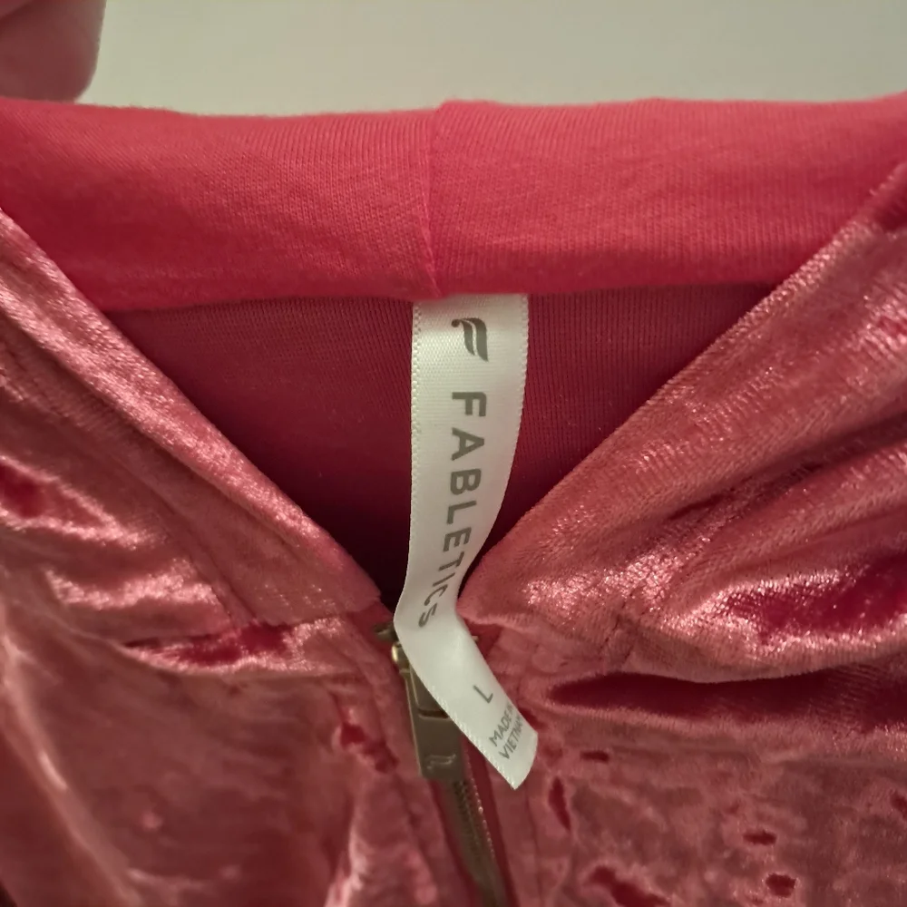 Fabletics Crushed Velvet Pants M Jacket Large Set Go To Wide Leg Strawberry Red